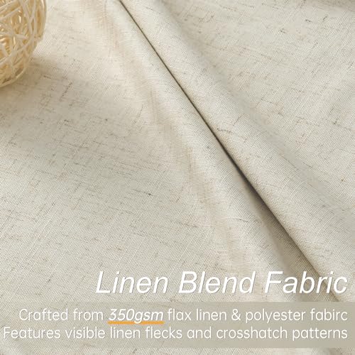 Topfinel Beige Blackout Curtains & Drapes 84 Inch Length, Cream Pinch Pleat Full Flax Linen Burlap Soundproof Curtains with Hooks Rings for Bedroom Living Room Track System 2 Panels Set, Tan - Image 4