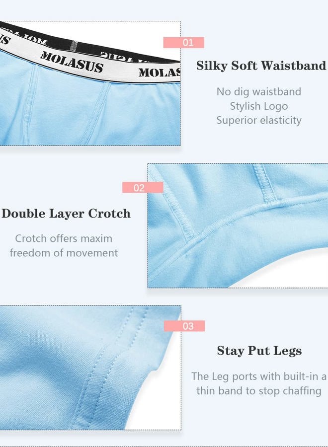 Molasus 4.5" Inseam Womens Trunks Underwear Soft Cotton Boxer Briefs Ladies Anti Chafing Boy Shorts Panties, Multicolor-02-pack of 4, S - Image 4
