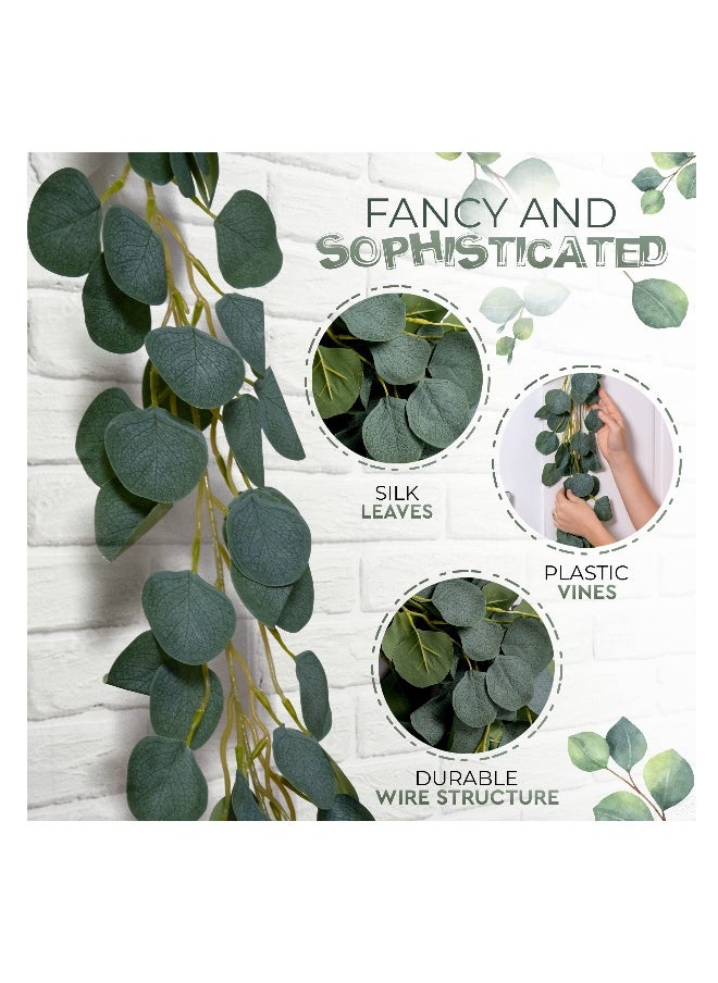 Generic Artificial Eucalyptus Garland, KASTWAVE 39.6Ft Faux Greenry Garland for Rustic Wedding Parties, Baby Shower, Bridal Shower, Background Decoration for Indoor and Outdoor Party, 6.6ft/Pcs (6 Pcs)  - Image 2