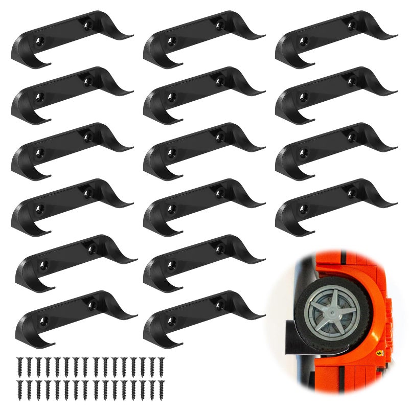 lasuroa 16pcs Car Wall Mount Display for Cars Vertical Car Display Wall Sturdy Bracket for Brick Model CarDisplay Car Shelf Compatible with Lego Speed Champion - Image 2