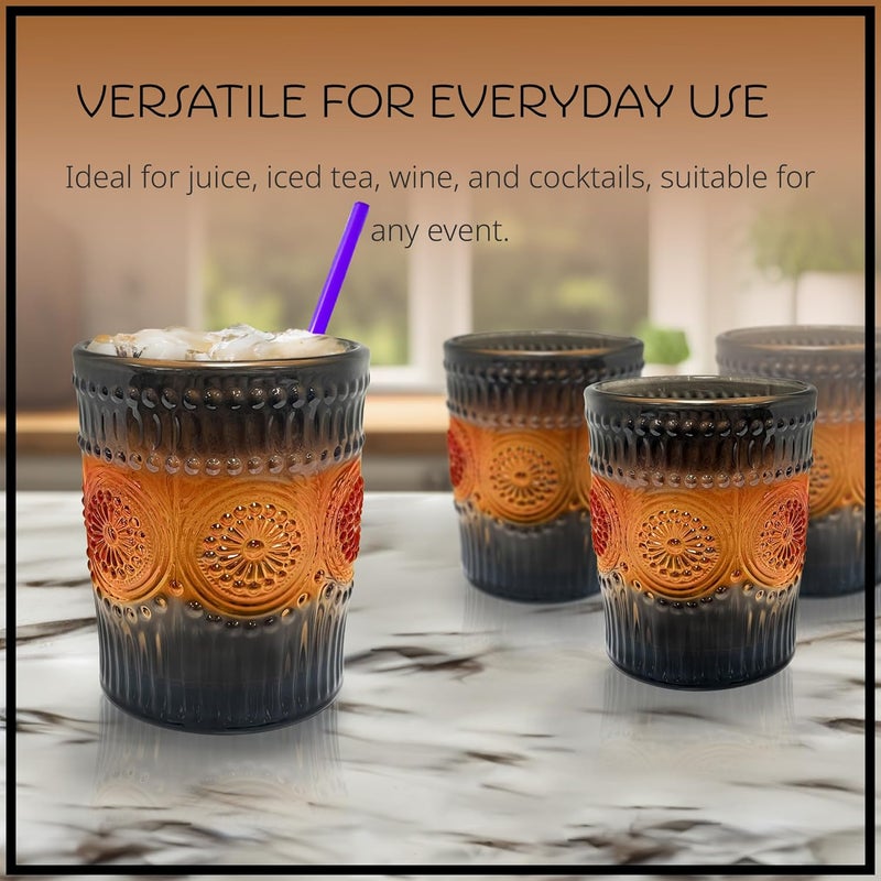 ARTLAND 9.5oz Double Old Fashion Glass, Set of 8 - Halloween Gradient Orange Design, Cocktail Glass for Parties and Everyday Use - Mojito, Whiskey, Cocktail - Glassware & Barware Essentials - Image 5