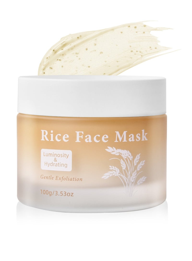 Selirxy Rice Face Mask 100g - Gentle Exfoliating Face Scrub with Rice Bran & Powder for Skin Brightening, Deep Hydration, Smooth Texture & Deep Cleansing for All Skin Types - Image 1