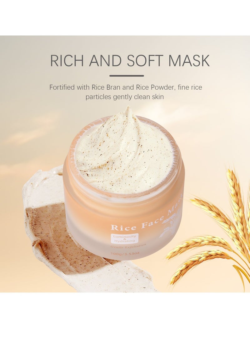 Selirxy Rice Face Mask 100g - Gentle Exfoliating Face Scrub with Rice Bran & Powder for Skin Brightening, Deep Hydration, Smooth Texture & Deep Cleansing for All Skin Types - Image 4
