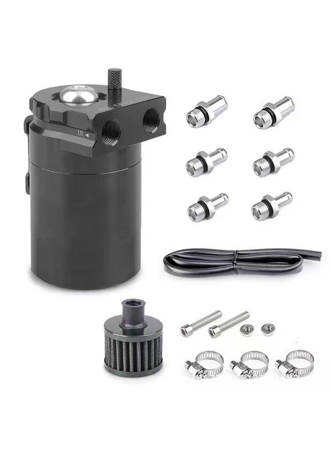 Universal Oil Catch Can Tank Kit with Breather 300ml Aluminum Polish Engine Air Oil Separator Tank Reservoir Kit Universal - Image 1
