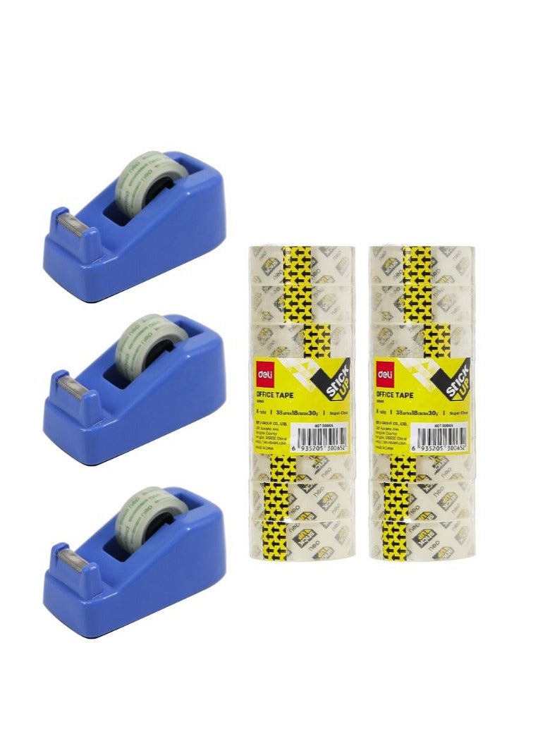 Deli 5-Piece Tape Dispenser With 16 Piece Stationery Tape - Image 1