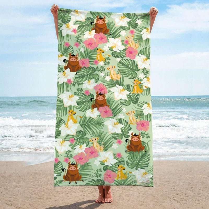 Jay Franco Disney Lion King Beach Towel - Tropical Kids Super Soft & Absorbent 100% Cotton Towel for Bath and Pool with Simba, Measures 28 x 58 - Image 2