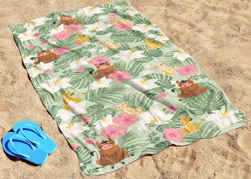 Jay Franco Disney Lion King Beach Towel - Tropical Kids Super Soft & Absorbent 100% Cotton Towel for Bath and Pool with Simba, Measures 28 x 58 - Image 3