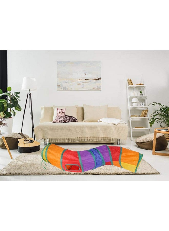 iCAGY Cat Tunnel For Indoor Cats Interactive, Rabbit Tunnel Toys, Pet Toys Play Tunnels For Cats Kittens Rabbits Puppies Crinkle Collapsible Pop Up Multiple Color 47" - Image 2