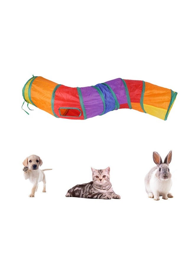 iCAGY Cat Tunnel For Indoor Cats Interactive, Rabbit Tunnel Toys, Pet Toys Play Tunnels For Cats Kittens Rabbits Puppies Crinkle Collapsible Pop Up Multiple Color 47" - Image 3