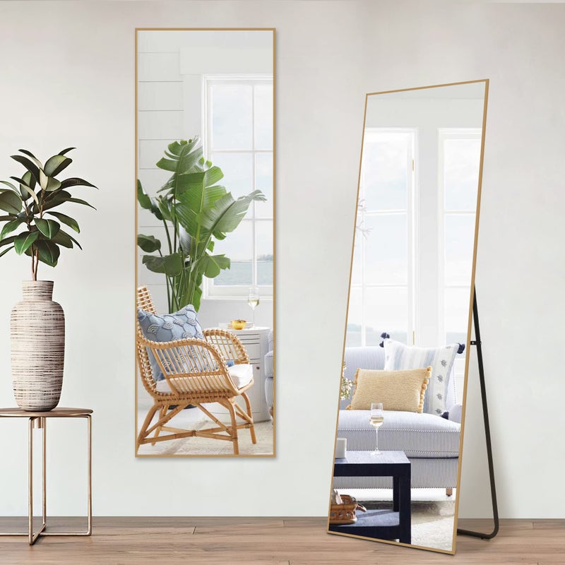 NicBex Full Length Mirror 59x16 Aluminum Alloy Frame Large Wall Mirror Vanity Mirror Bedroom Mirror Dressing Mirror Living Room MirrorGold AA01017ZZE001T2