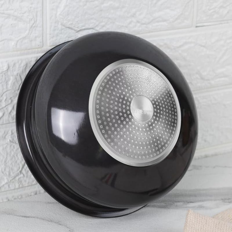 Flixbloom Frontier Black 3 Litre Hard Anodised Induction BaseLPG Gas Stove Friendly Deep Kitchen Cookware UruliUrli for Cooking with Lid HandiBhagonaLagan Pot Meen Chatty CooknServe Pot - Image 4