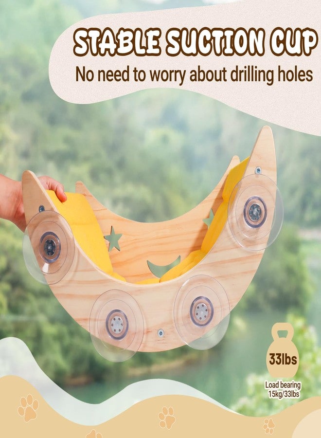 DITOSH Cat Hammock Moon Bed Window Mounted Hammock Strong Suction Cup Shelves and Perches Solid Wood Furniture Platforms Beds Hanging for Cats and Kitty Easy Installation Single Moon - Image 4