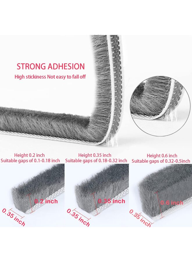 شريط عازل للصوت ذاتي اللصق رمادي اللون بطول 33 قدمًا للأبواب والنوافذ، بعرض 0.27 بوصة وسمك 0.31 بوصة - Image 2