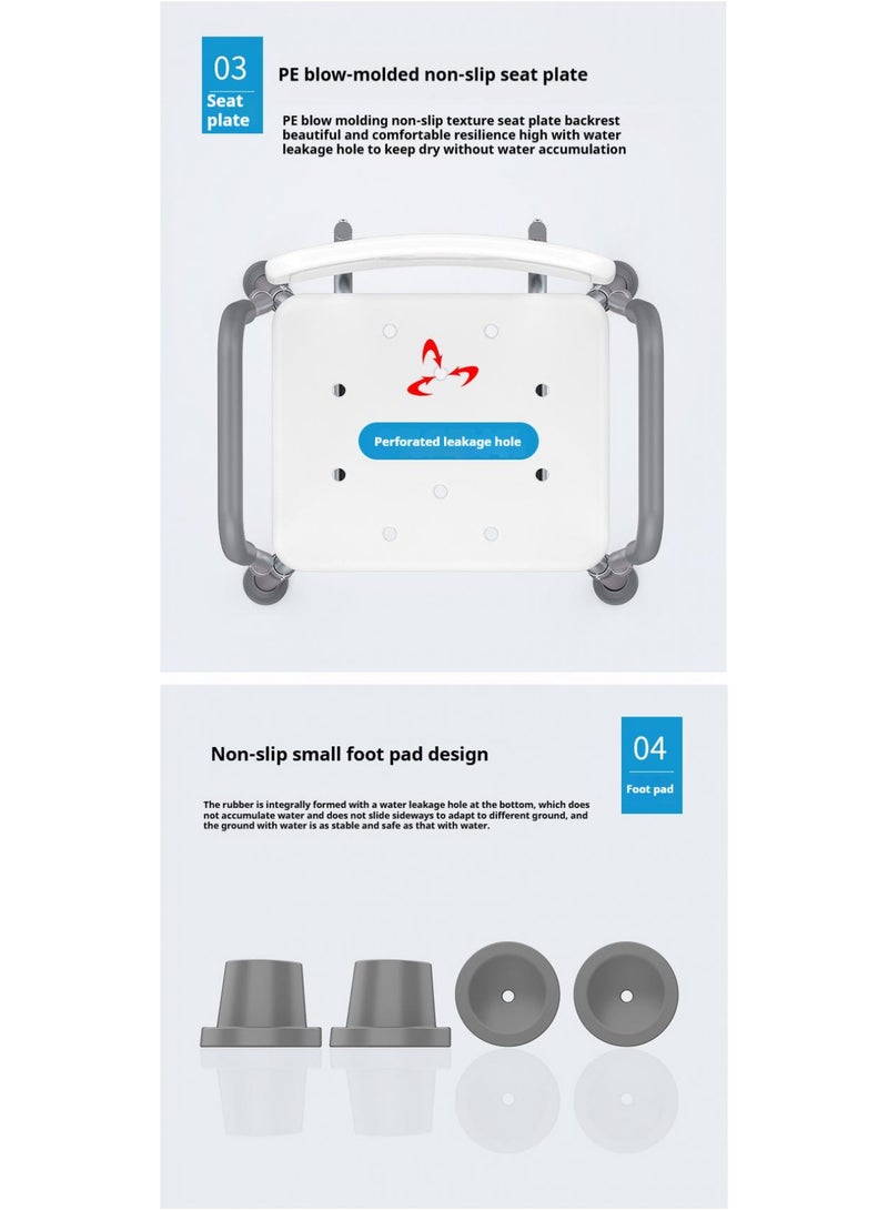 عام 360 درجة كرسي دش قابل للتدوير مع كرسي محمول ، مسند ذراع ، مسند الظهر ، قابل للتعديل الارتفاع ، تنطبق على حوض الاستحمام ، حوض الاستحمام ، وكبار السن ، والنساء الحوامل ، كرسي دش ، سبائك الألومنيوم المضادة للانزلاق كرسي دش ، دش كرسي دوار - Image 5