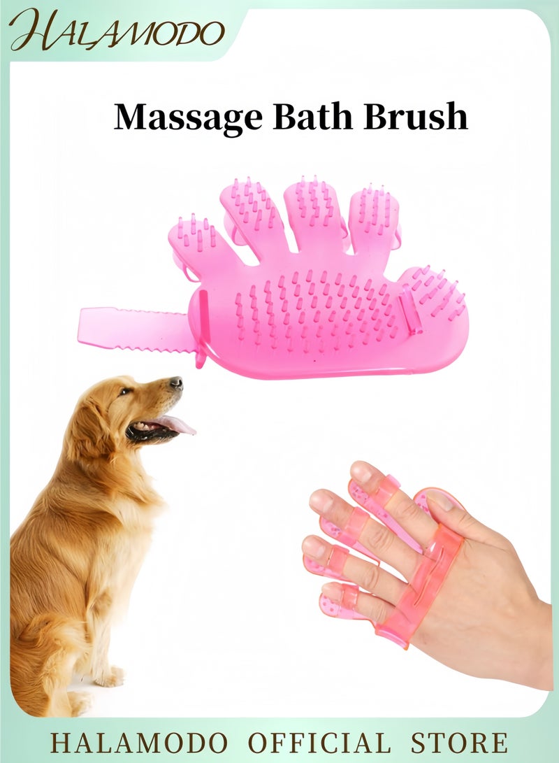 HALAMODO Pet Soothing Brush Massage Bath Brush Grooming Gloves Soft Rubber Bath Palm Brush Finger Shaped Bath Brush Cleaning Supplies for Long Short Haired Dogs & Cats  - Image 1