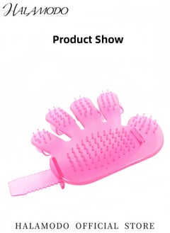 Generic Pet Soothing Brush Massage Bath Brush Grooming Gloves Soft Rubber Bath Palm Brush Finger Shaped Bath Brush Cleaning Supplies for Long Short Haired Dogs & Cats  - Image 2
