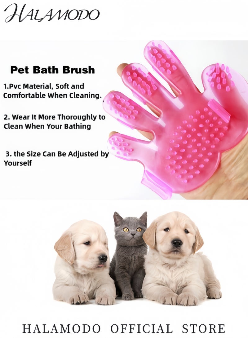 HALAMODO Pet Soothing Brush Massage Bath Brush Grooming Gloves Soft Rubber Bath Palm Brush Finger Shaped Bath Brush Cleaning Supplies for Long Short Haired Dogs & Cats  - Image 4