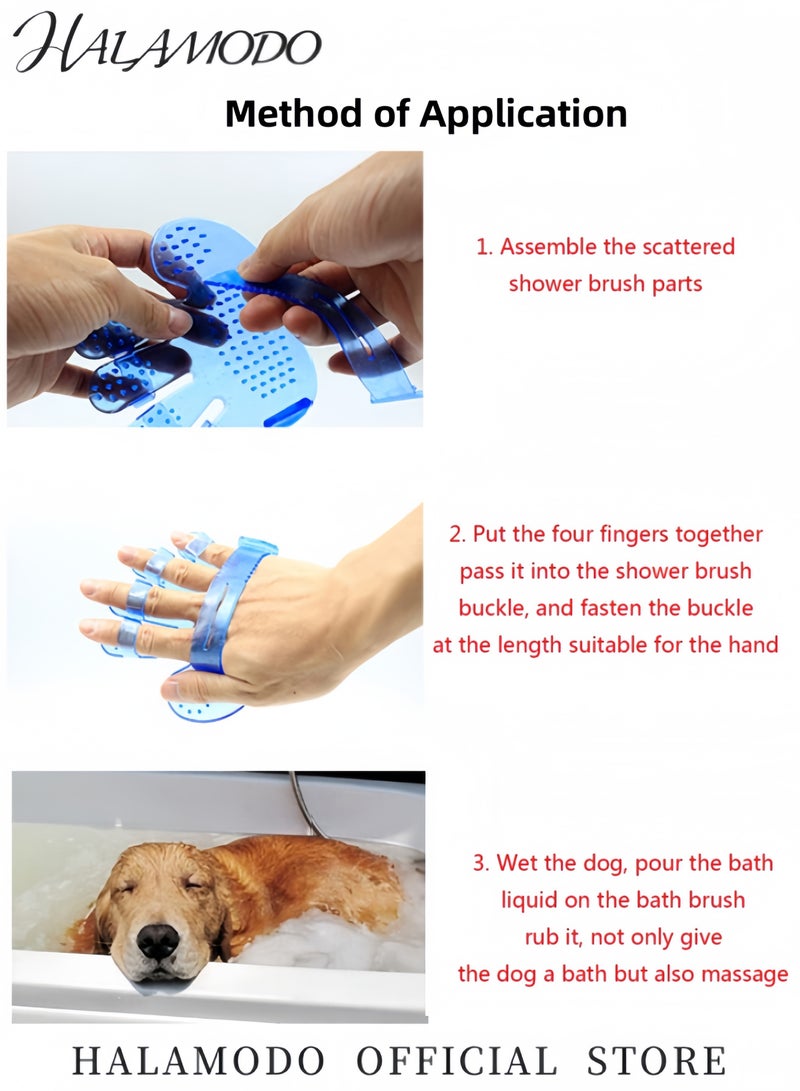 HALAMODO Pet Soothing Brush Massage Bath Brush Grooming Gloves Soft Rubber Bath Palm Brush Finger Shaped Bath Brush Cleaning Supplies for Long Short Haired Dogs & Cats  - Image 3