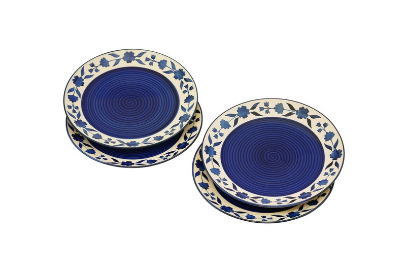 Yourowndcor Floral 'Blue and White Plate Pair' Handpainted Plates in Ceramic 10 NCH, Set of 6, Dishwasher & Microwave Safe - Image 2