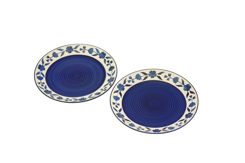 Yourowndcor Floral 'Blue and White Plate Pair' Handpainted Plates in Ceramic 10 NCH, Set of 6, Dishwasher & Microwave Safe - Image 3