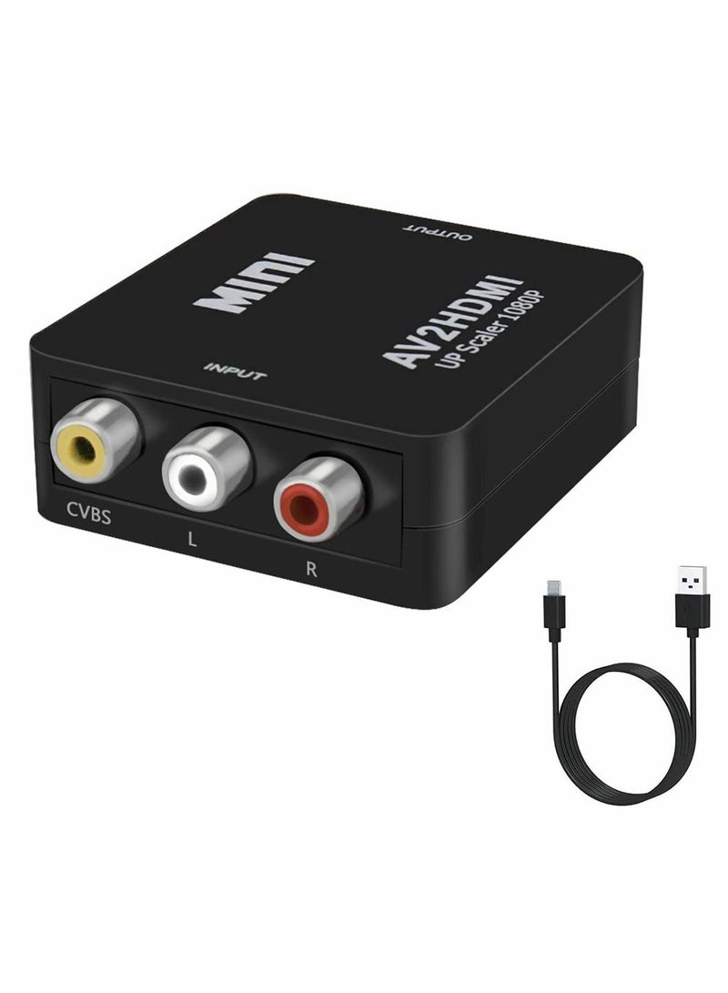 Y&D RCA to HDMI, AV HDMI CVBS Converter, RAC Audio and Video Adapter Supporting PAL/NTSC for TV/PC/ PS3/ STB/Xbox VHS/VCR/Blue-Ray DVD Players (Black)  - Image 1