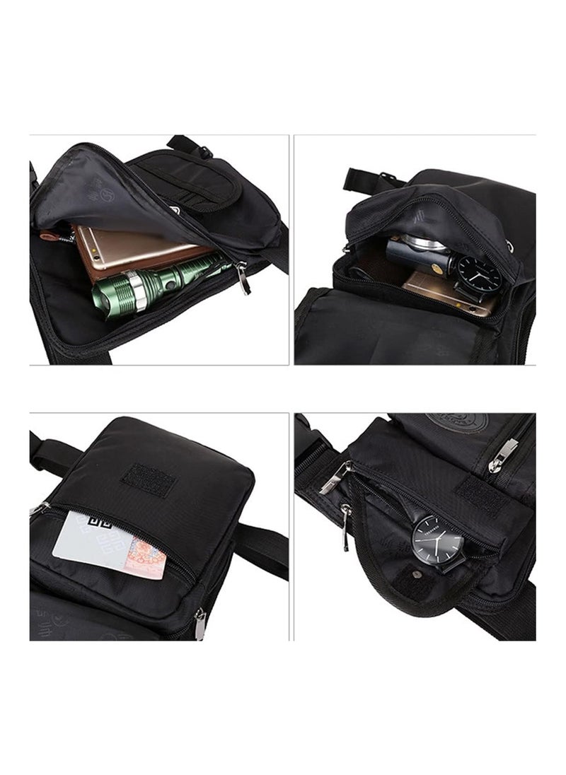 SYOSI - Drop Leg Bag for Men, Motorcycle Bike Thigh Bag Large Capacity Tactical Crossbody Backpack, Multi-pocket Waist Bags for Camping Hiking Cycling Riding Climbing, Black - Image 1