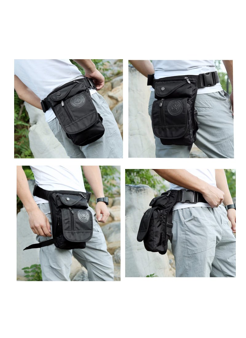SYOSI - Drop Leg Bag for Men, Motorcycle Bike Thigh Bag Large Capacity Tactical Crossbody Backpack, Multi-pocket Waist Bags for Camping Hiking Cycling Riding Climbing, Black - Image 1