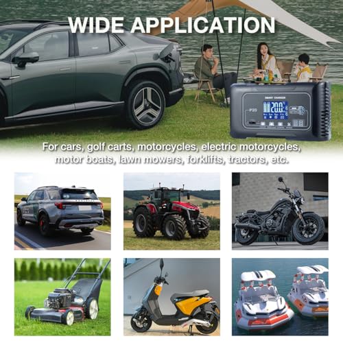 Hosyond 20A Smart Battery Charger 12V/24V, Automatic Charger & Maintainer for Lithium, LiFePO4, and Lead-Acid (AGM/Gel/SLA) Batteries, Trickle Charging for Cars, Boats, Motorcycles - Image 5