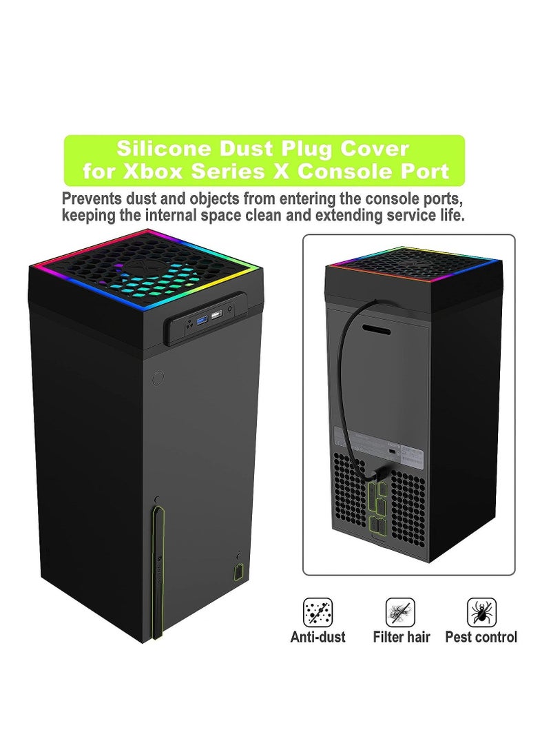 Cooling Fan Dustproof for Xbox Series X with RGB LED Light Strip, with Rubber Dust Plugs, 3-Speed Adjustable Top Fan, Cooler  Light Independent Touch Switch, Low Noise, Extra 2 USB Port - Image 4