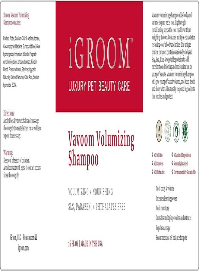 iGroom Vavoom Volumizing Dog Shampoo, Luxury Pet Beauty Care, Add Body and Volume, Lightweight, Made in USA, 16 oz - Image 2