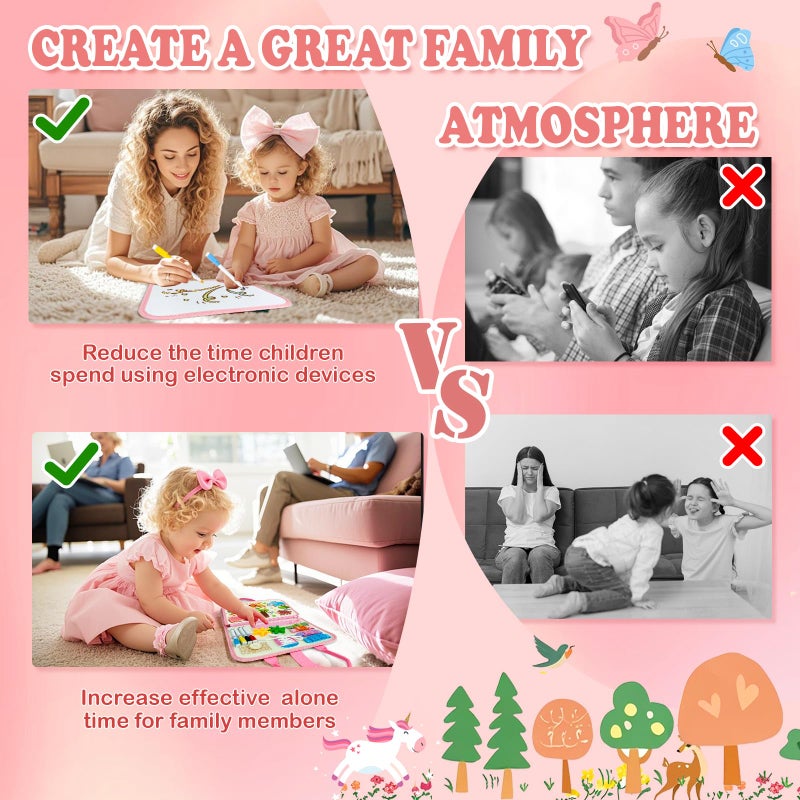Aurasys Toddler Busy Board Montessori Toys for Girl Birthday Gift,Educational Learning Sensory Busy Book, Airplane Car Travel Activities Toy for Girl(Pink) - Image 5