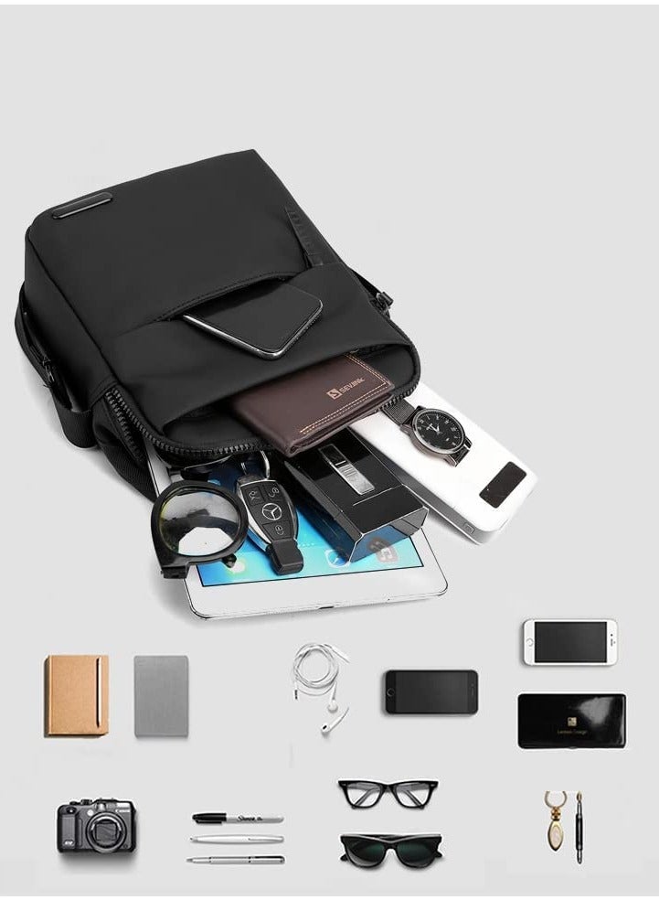 Sling Crossbody Bag Small Shoulder Backpack for Men Chest Bags Casual Daypack for Business Travel Cycling (Black)  - Image 4