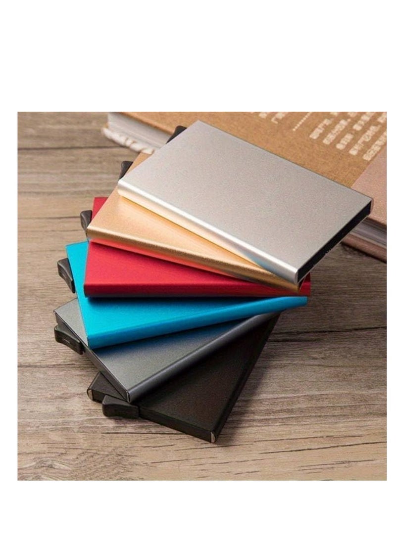 Generic RFID Smart Card Storage Wallet, Slim Aluminum Card Holder with Elastic Back Pocket for Travel Card Holder (Red)  - Image 5