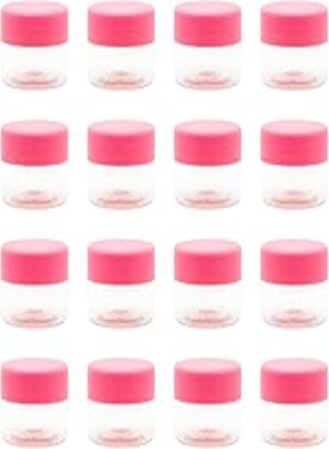 FUNNY 20ML Clear White Plastic Jar - Pink Lid - High Quality Healthy Plastic Empty Refill Jar Storage Container Empty Round Tins Storage Jar