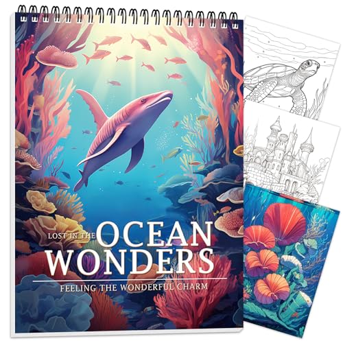 CKMOREL Ocean Coloring Book for Adult Spiral Bound, Adult Coloring Books for Women Relaxation, 30 Pages Thick Paper One Sided Design, Mindfulness Coloring Book, Anxiety Relief Mindfulness Gifts - Image 1