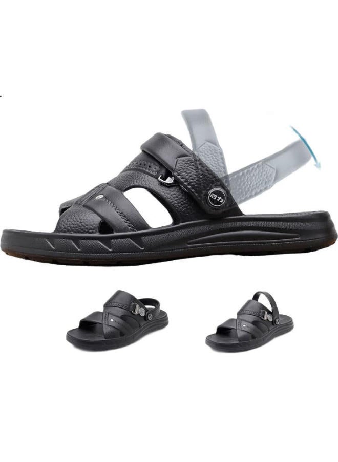 Pull Back Huangli Men'S Sandals Beach Shoes Waterproof Slip-Resistant Indoor Outdoor Dual-Purpose Slippers Hl0511 Black Size 40 - Image 2