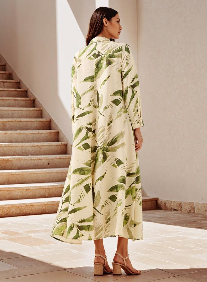 ايكونيك فستان ماكسي أيقوني بطبعة وياقة - Image 3