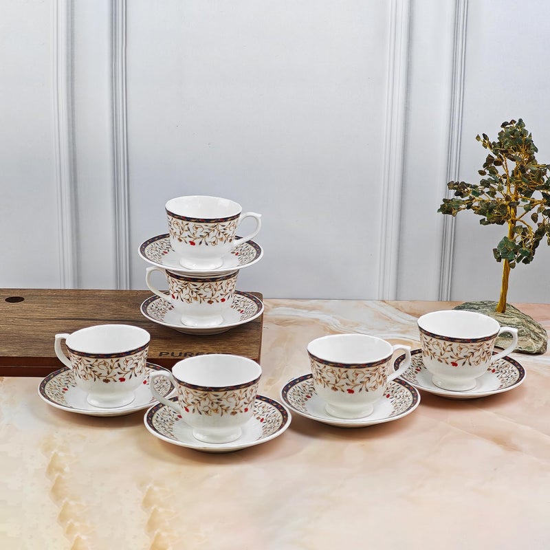 UPC Set of 6 Cup Saucer Sets New Modern Design Fine Bone China Ceramics TablewareDrinkware Premium Lightweight Pack of 12 Cups Saucers Cup white38 - Image 3
