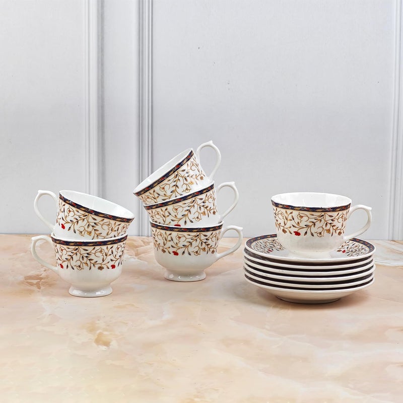 UPC Set of 6 Cup Saucer Sets New Modern Design Fine Bone China Ceramics TablewareDrinkware Premium Lightweight Pack of 12 Cups Saucers Cup white38 - Image 4