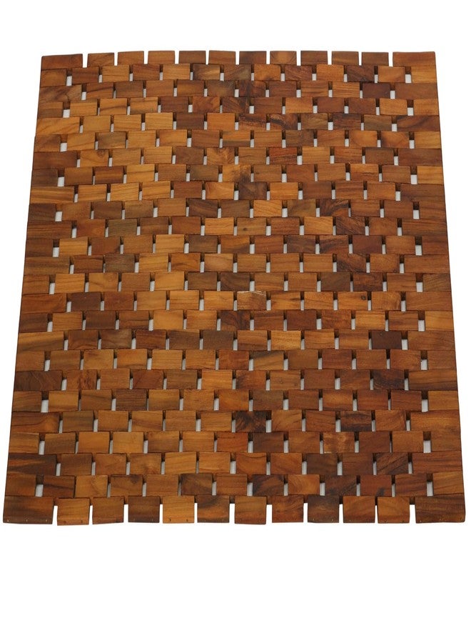 Bare Decor Kuki Spa Mosaic Shower Mat in Solid Teak Wood, 30" x 20", Brown - Image 2