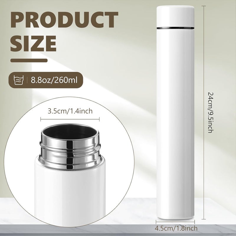 8.8-Ounce Narrow-Body Stainless Steel Insulated Tumbler Portable Water Bottle (White) - Image 2