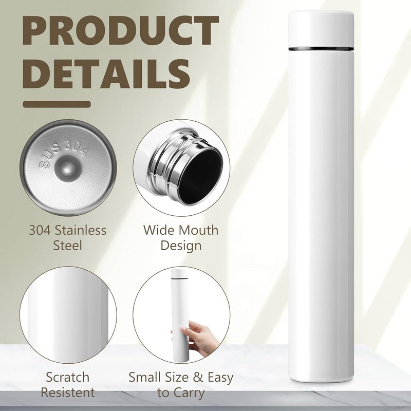 8.8-Ounce Narrow-Body Stainless Steel Insulated Tumbler Portable Water Bottle (White) - Image 3