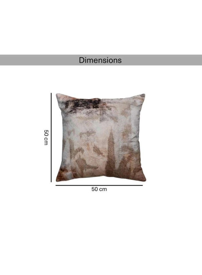 Pan Home وسادة إليوت المخملية المطبوعة 50x50 سم - بيج - Image 5