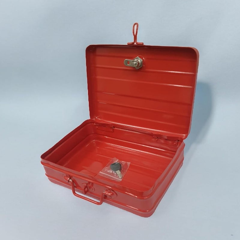 Jayco Aluminium Cash/Jewellery Storage Box/Trunk - 14" Large (35 cm x 27 cm x 10 cm, Red) - Image 4