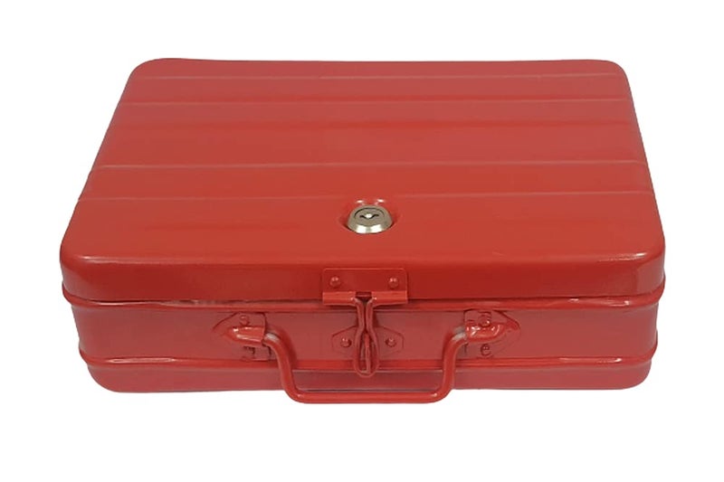 Jayco Aluminium Cash/Jewellery Storage Box/Trunk - 14" Large (35 cm x 27 cm x 10 cm, Red) - Image 3