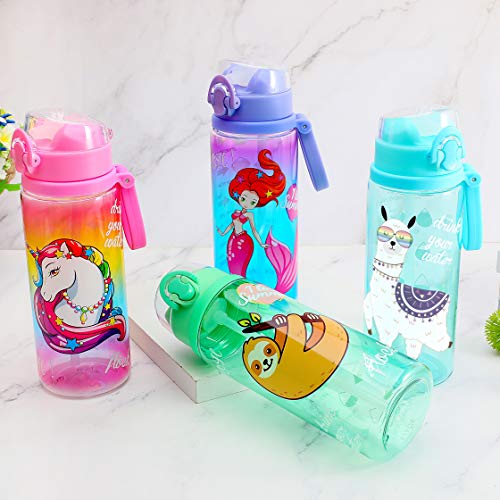 Home Tune 23oz Kids Water Drinking Bottle - Tritan BPA Free, Wide Mouth, Auto Flip Cap, Secure Lock, Easy Open, Lightweight, Leak-Proof Time Marker Water Bottle For Girls & Boys - Mermaid - Image 3