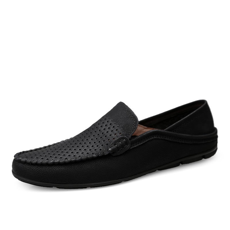 Men'S And Women'S Loafers, Flat Driving Casual Shoes, Low-Cut Slip-On Cowhide Large Size Hollow Shoes - Image 3