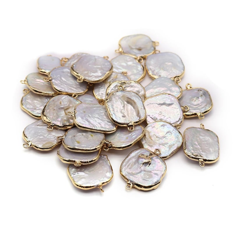 LE SKY 10 Pcs Natural Pearl Connectors Irregular Shape Cultured Freshwater Pearl Charms for Jewelry Making Gift Decoration - Image 1