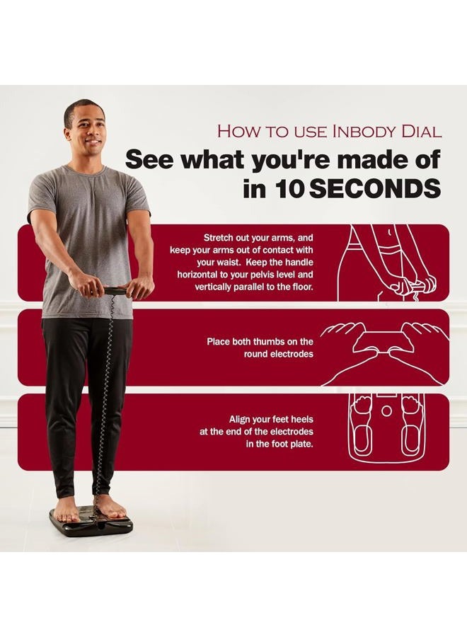 Dial H20 Body Fat Scale - InBody Scale for Body Weight, Fat Percentage and Muscle Mass - Gym Accessory for Men & Women, Body Fat Measurement Device - Bluetooth-Connected, Midnight Black
