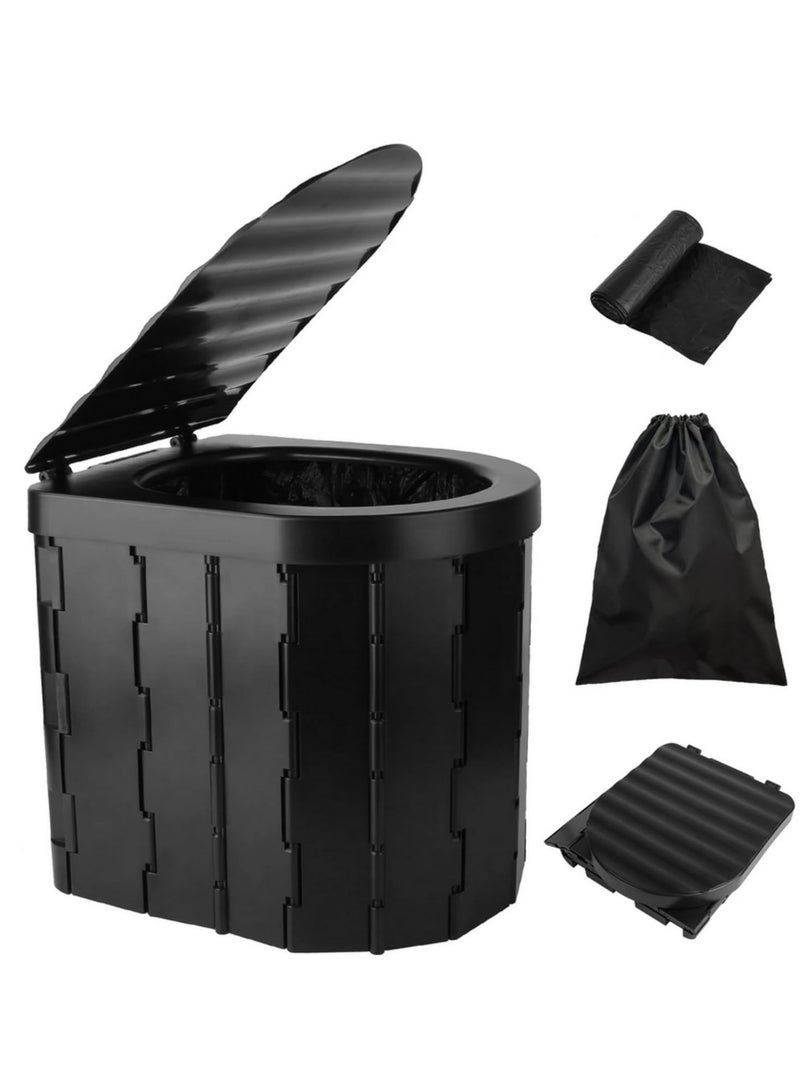 1pcs Waterproof Folding Toilet With Lid for Camping Travel Boat Hiking Emergency Outdoor Self Driving Tours Beach Long Trips Vehicle Mounted Toilet Seat Camping Equipment Hiking Accessories - Image 1